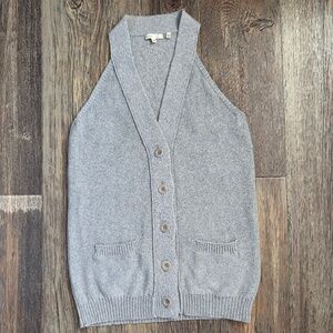 Vince Gray Sleeveless Knit Button Vest | 100% Cotton | Size M